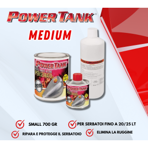 Power Tank kit medium red treatment repairs protects for vintage motorcycle petrol tank up to 20 / 25 liters eliminates rust hon