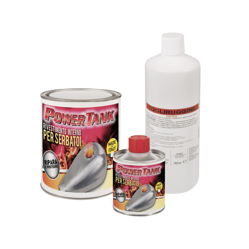 Power-Tank-Set, mittelrot, für Reparaturen, schützt den Benzintank von Vintage-Motorrädern bis zu 20/25 Liter, beseitigt Rost, H