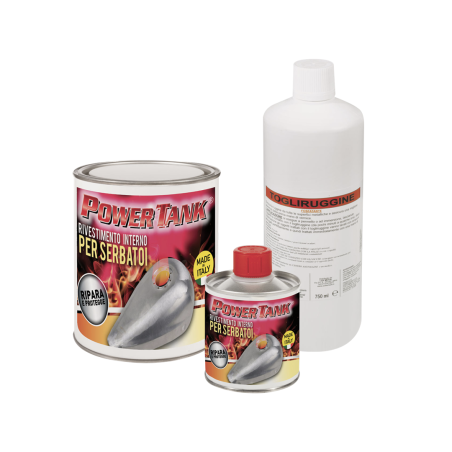Kit Power Tank medio rosso trattamento ripara protegge per serbatoio benzina moto d epoca fino 20 / 25 litri elimina la ruggine