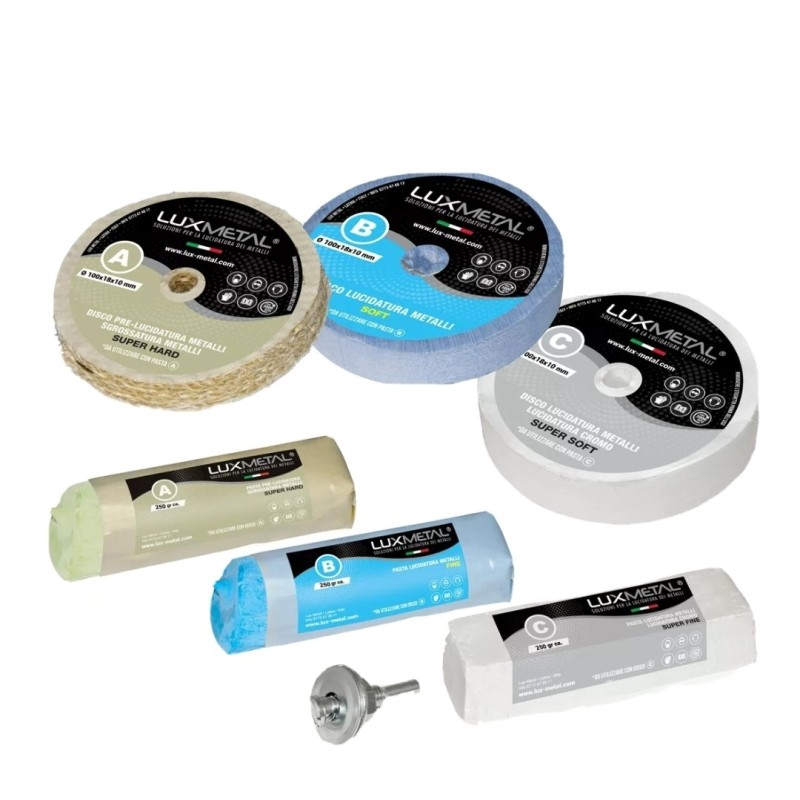 KIT SET DISC AND ABRASIVE POLISH PASTE FOR POLISHING POLISHING CLEAN STAINLESS STEEL ALUMINUM ALLOY COPPER BRASS BRONZE SILVER S