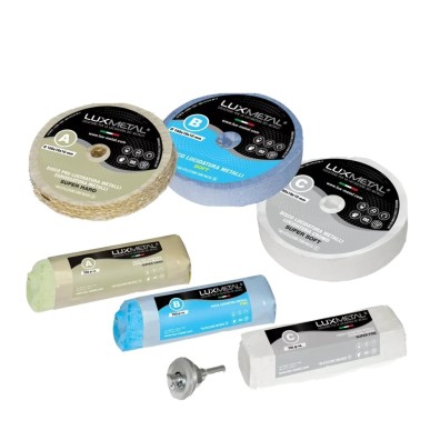 KIT SET DISCO E PASTA POLISH ABRASIVA PER LUCIDATURA LUCIDARE PULIRE ACCIAIO INOX LEGA DI ALLUMINIO RAME OTTONE BRONZO ARGENTO G