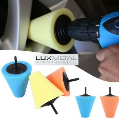 Set di 3 Coni Lucidanti per Cromature, Alluminio, Acciaio Inox, Bronzo, Ottone e Rame con Pasta Abrasiva Autosol Metal Polish