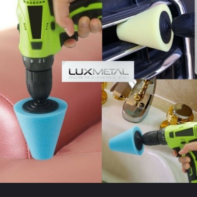 Set di 3 Coni Lucidanti per Cromature, Alluminio, Acciaio Inox, Bronzo, Ottone e Rame con Pasta Abrasiva Autosol Metal Polish