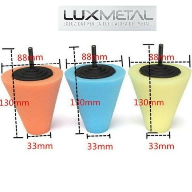Set di 3 Coni Lucidanti per Cromature, Alluminio, Acciaio Inox, Bronzo, Ottone e Rame con Pasta Abrasiva Autosol Metal Polish