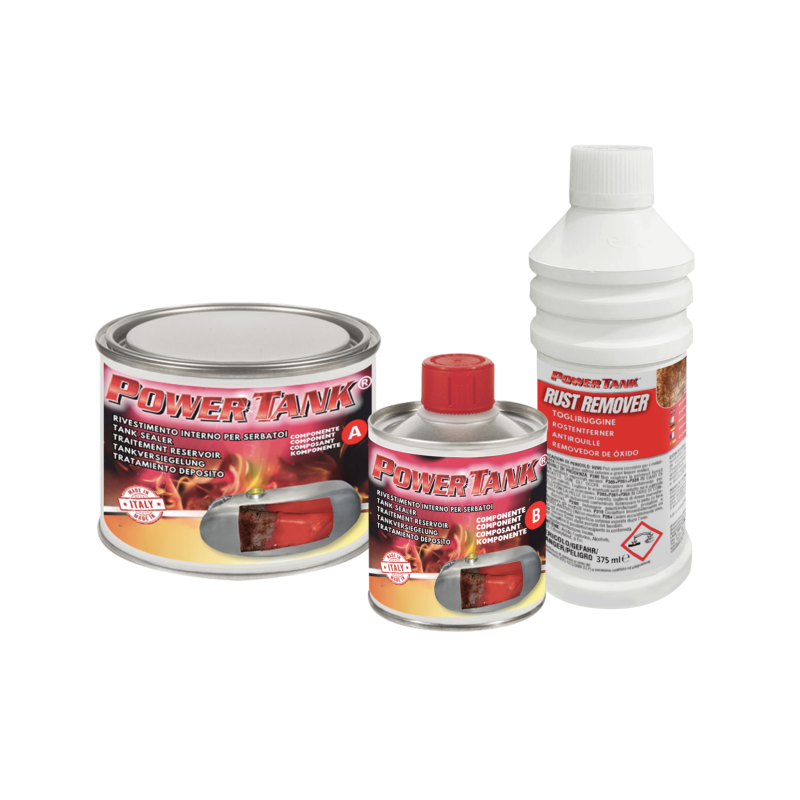 Power Tank Small Rosso Kit trattamento ripara serbatoio piccolo arrugginito per moto vespa scooter ciclomotore motorino max 10 l
