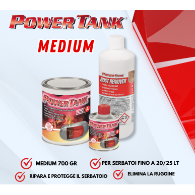 Power Tank Medium trattamento bonifica per serbatoio con ruggine da moto kit medio l' unica originale lux metal 