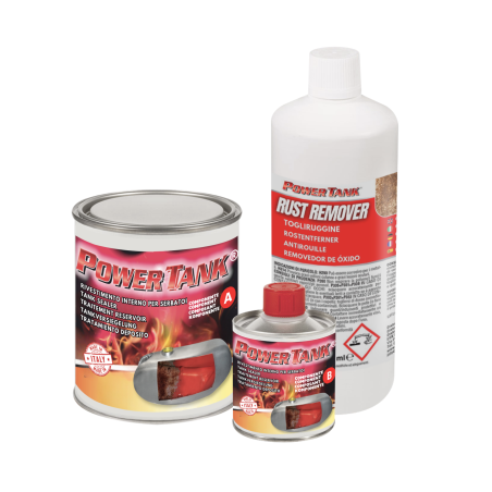 Traitement de récupération du réservoir Power Tank Medium avec kit moyen antirouille pour moto, le seul Lux Metal original