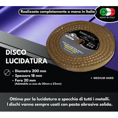 DISCO "K" LANA TRAPUNTATA "MEDIUM HARD" DIAMETRO 200 MM