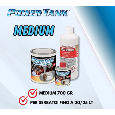 Power Tank Medium bianco ceramico trattamento bonifica per serbatoio con ruggine da moto kit medio l' unica originale lux metal 