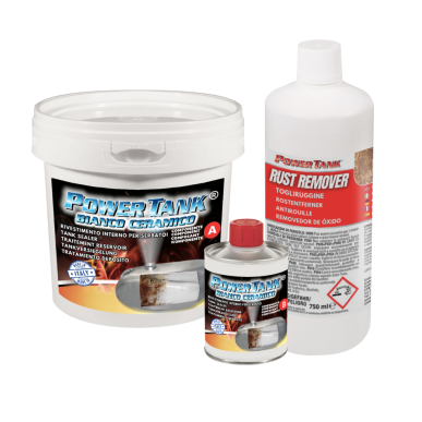 Power Tank Very Big  Bianco Ceramico 2.5 kg kit trattamento bonifica per serbatoio con ruggine da moto auto trattore camion l' u