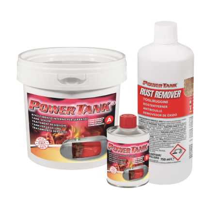 Power Tank Very Big rouge 2,5 kg kit de traitement de décontamination pour réservoir avec rouille de moto voiture tracteur camio