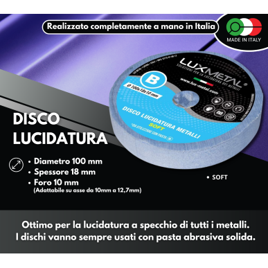 Disco ruota in di cotone 100 mm per lucidare pulire metalli alluminio acciaio inox rame ottone lucidatura cromature  