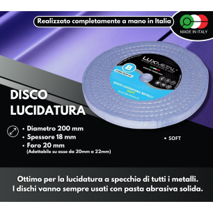 Disco ruota in di cotone 200 mm per lucidare pulire metalli alluminio acciaio inox rame ottone lucidatura cromature per mola luc