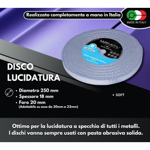 Disco ruota in di cotone 250 mm per lucidare pulire metalli alluminio acciaio inox rame ottone lucidatura cromature per mola luc