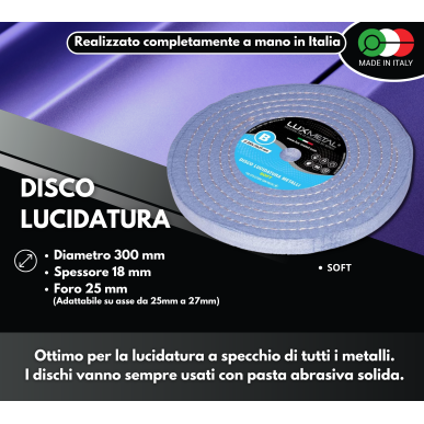 Disco ruota in di cotone 300 mm per lucidare pulire metalli alluminio acciaio inox rame ottone lucidatura cromature per mola luc
