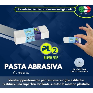 PASTA "PL2" LUCIDATURA  PLASTICA PLEXIGLASS POLICARBONATO "SUPER FINE"  150 Gr