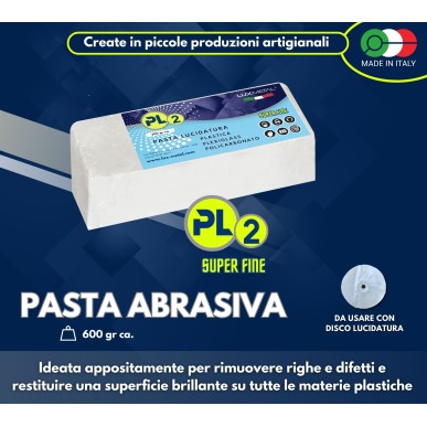 PASTA "PL2" LUCIDATURA  PLASTICA PLEXIGLASS POLICARBONATO "SUPER FINE"  600 Gr