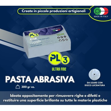 PASTA "PL3" LUCIDATURA  PLASTICA PLEXIGLASS POLICARBONATO "ULTRA FINE"  300 Gr