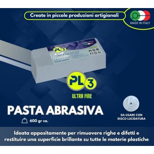 PASTA "PL3" LUCIDATURA  PLASTICA PLEXIGLASS POLICARBONATO "ULTRA FINE"  600 Gr
