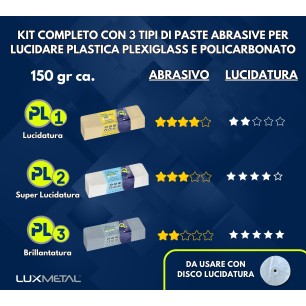 KIT PASTA ABRASIVA PL PARA PLÁSTICO 3X150 GR - PLÁSTICO POLICARBONATO PLEXIGLASS PULIDO