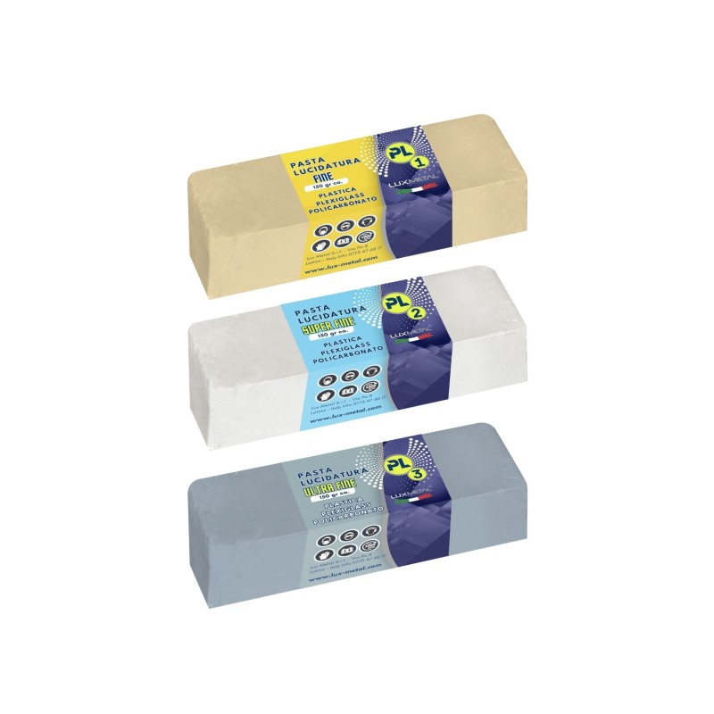 PL ABRASIVE PASTE KIT FOR PLASTIC 3X150 GR - POLISHED PLEXIGLASS POLYCARBONATE PLASTIC