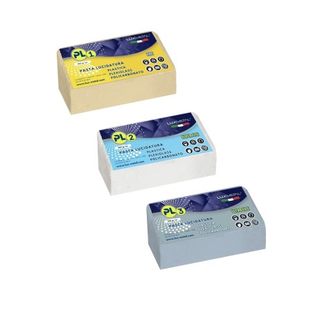 KIT PASTA ABRASIVA PL PER PLASTICA 3X300 GR - LUCIDA PLEXIGLASS PLASTICA POLICARBONATO