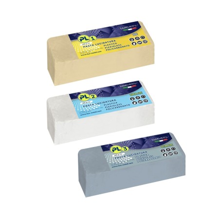 KIT PASTA ABRASIVA PL PER PLASTICA 3X600 GR - LUCIDA PLEXIGLASS PLASTICA POLICARBONATO