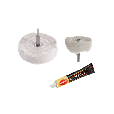 Kit lucidatura cromo cromature & metalli metal polish autosol 2 dischi cotone gambo 6 mm 