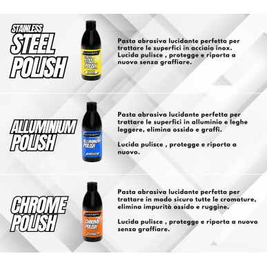 Kit 3 Polish Lucidante 250 gr Steel-Alluminium-Chrome 