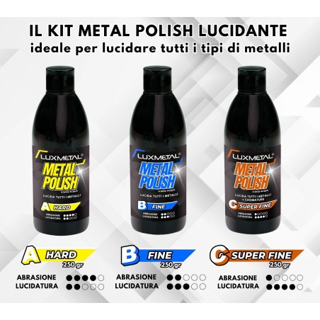 Kit 3 Metal Polish Lucidante 250 gr A-B-C