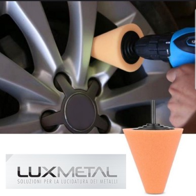 3 Cono Lucidante spugna arancio-blu-giallo + 1 metal polish autosol - - lucidatura pulisce lucida  cromatura vernice metalli all