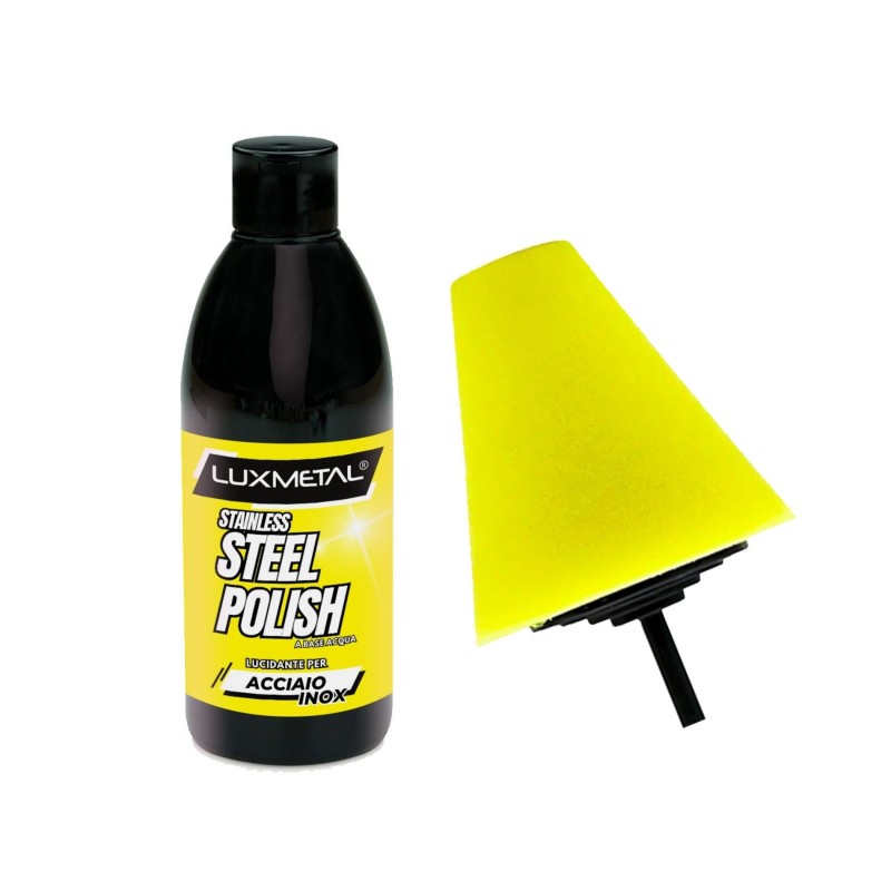 Stainless Steel Polish pour acier inoxydable 250gr avec tampon de polissage conique