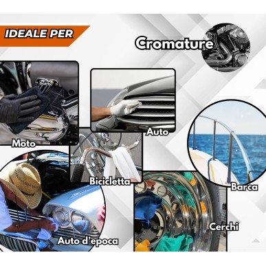 Chrome Polish per Cromature 250 gr con Cono Tampone Lucidatura 