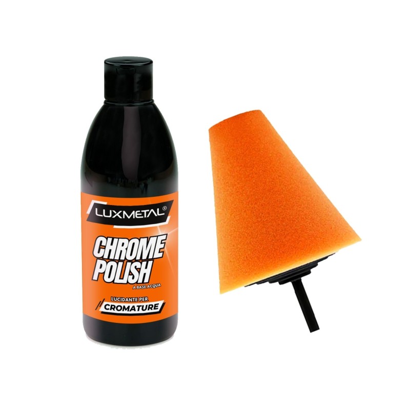 Chrome Polish pour chromage 250 g avec tampon de polissage conique Chrome Polish pour chromage 250 g avec tampon de polissage conique