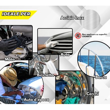 Stainless Steel Polish Lucidante 250 gr con Panno in Microfibra