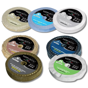 Kit 7 Disco Lucidatura 150 mm A-B-C-Z-K-J-FL Dischi In Cotone Lucidare A Specchio Acciaio Inox Metalli Alluminio