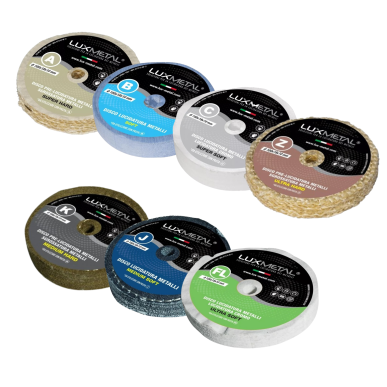 Kit 7 Disco Lucidatura 100 mm A-B-C-Z-K-J-FL Dischi In Cotone Lucidare A Specchio Acciaio Inox Metalli Alluminio