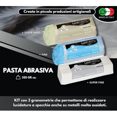 Kit 3 Pastas Abrasivas A-B-C 350g | Lux Metal