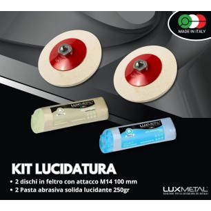 Kit 2 Dischi in Feltro 100 mm M14 + 2 Paste Abrasive 250 g A–B