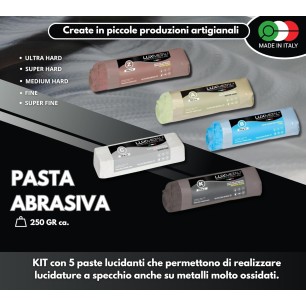 Kit 5 Pasta Abrasiva Lucidante 250 gr A-B-C-Z-K Set Lucidatura Acciaio Inox Solida Per Lucidare Metalli A Specchio