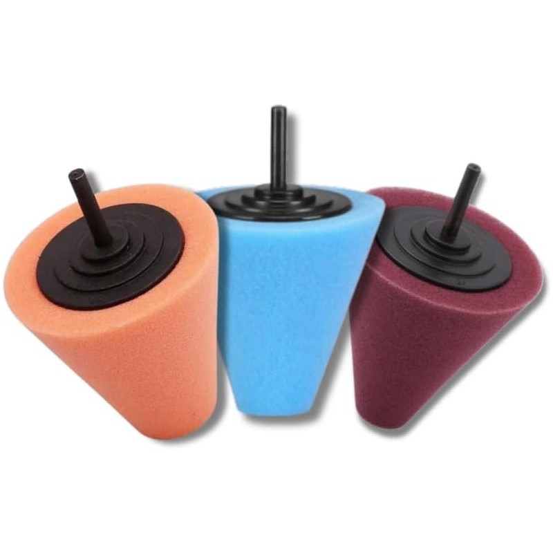 3-Piece Memory Foam Polishing Cone Kit for Drill