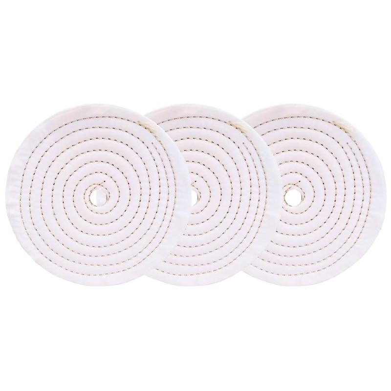 3 Dischi Lucidatura Cotone 200mm Foro 16mm