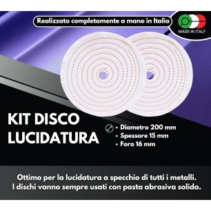 2 Dischi Lucidatura Cotone 200mm Foro 16mm