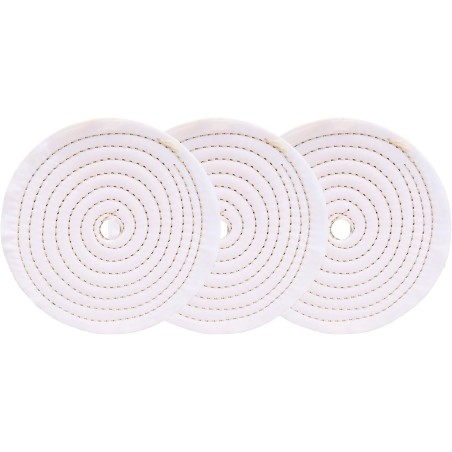 3 disques de polissage en coton 150 mm alésage 12,7 mm