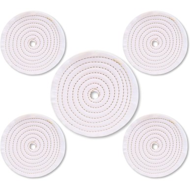 5 disques de polissage en coton 150 mm alésage 12,7 mm
