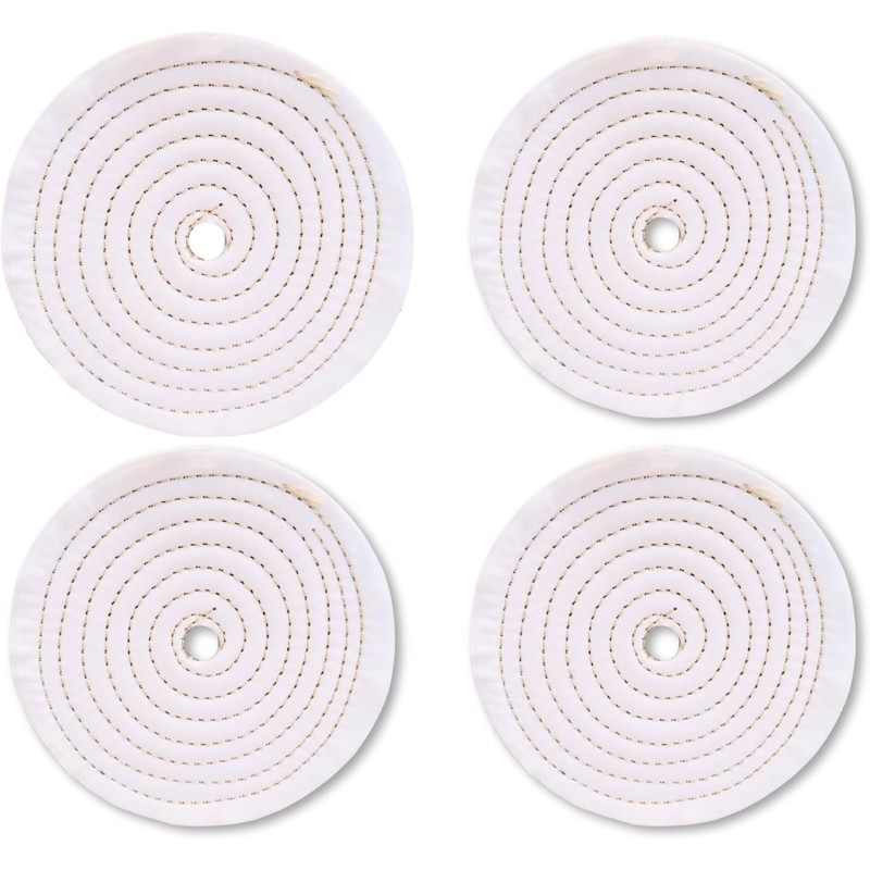4 disques de polissage en coton 150 mm alésage 12,7 mm
