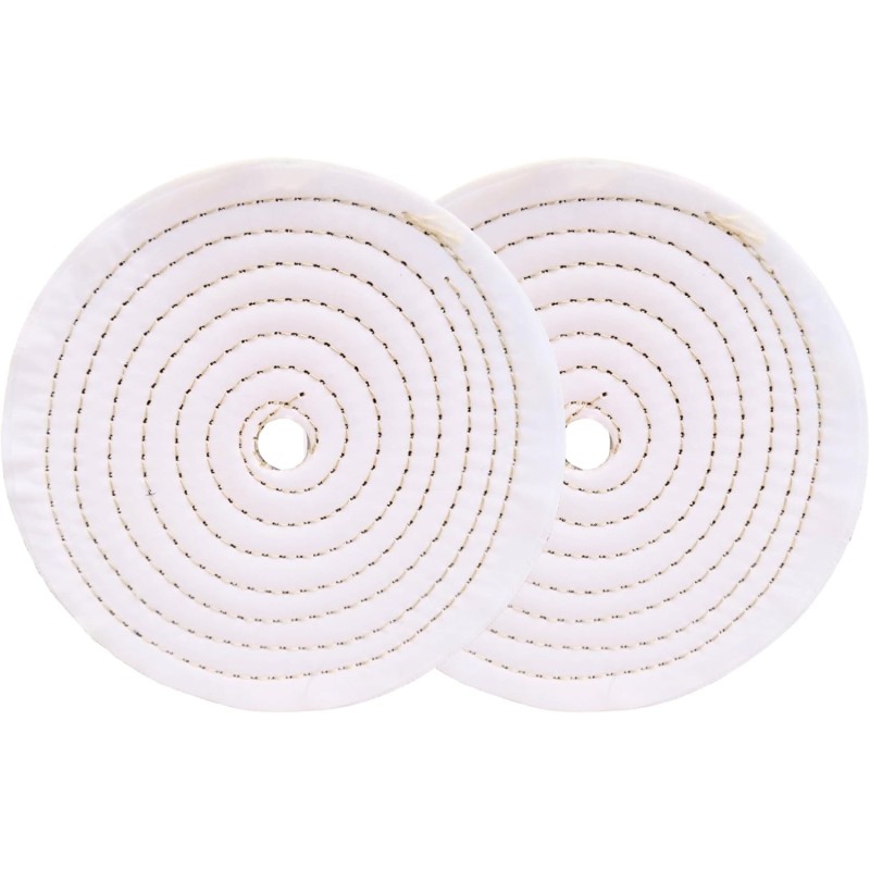 2 disques de polissage en coton 150 mm alésage 12,7 mm