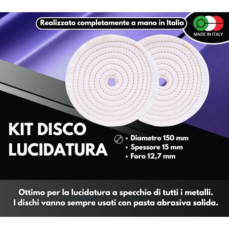 2 Dischi Lucidatura Cotone 150mm Foro 12,7mm