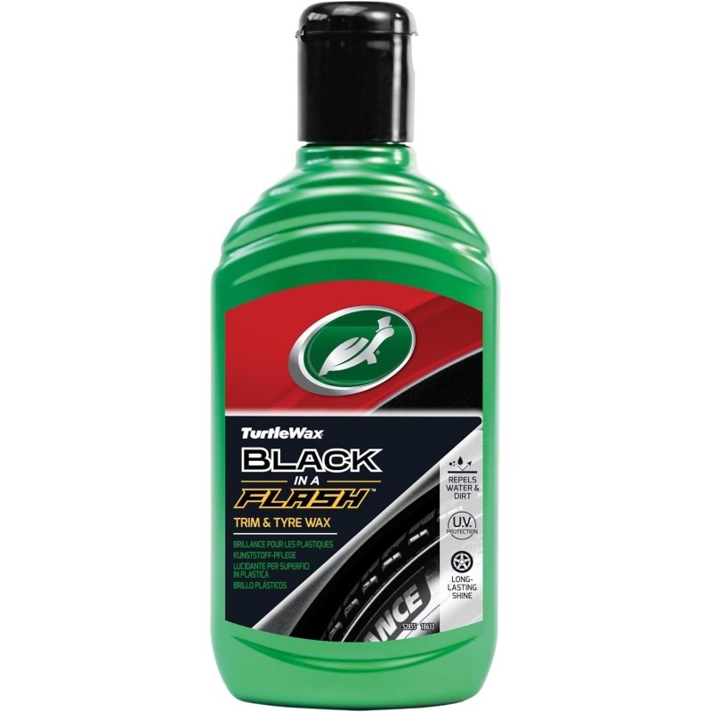 Turtle Wax 52855 Black in a Flash Trim Tyre Dressing Renovador Plásticos Abrillantador Neumáticos