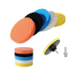 Kit Tampones Pulido Auto 80mm con Plato M14 – Set 5 Esponjas Autoadhesivas para Pulidora